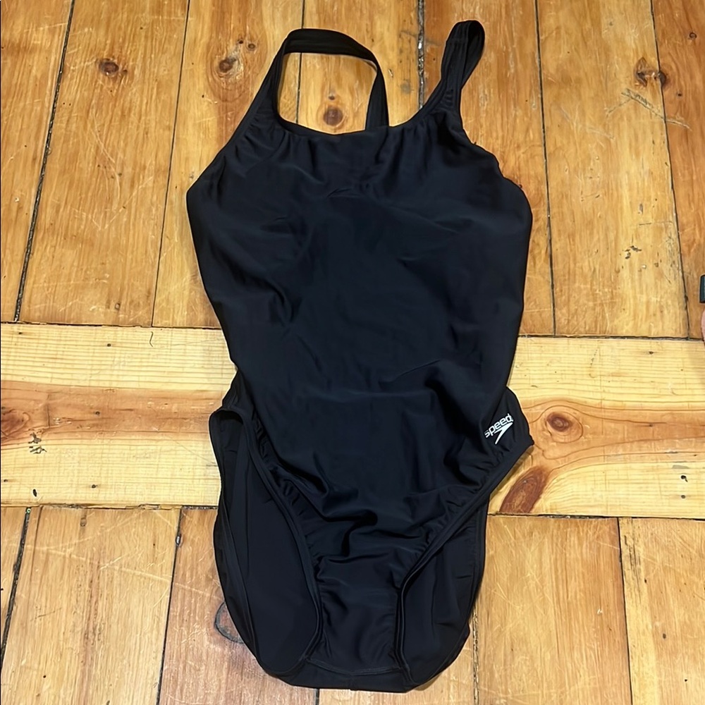 Speedo Black One Piece Swimsuit Racerback Design